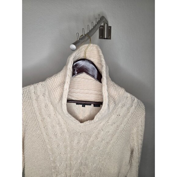 Jeanne Pierre Womens 100% Cotton Cable Knit Sweater Cream Shawl Collar Long Slee - Picture 6 of 10